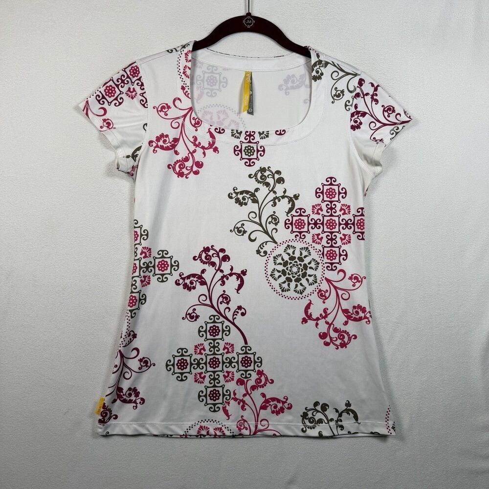 Lole White Floral Paisley Athletic Top Women’s Small UPF 50 Stretch Wicking